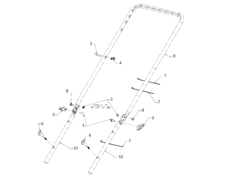 Handle Diagram and Parts List for 12AVB2M5345 2021 Yard Machines Lawn Mower